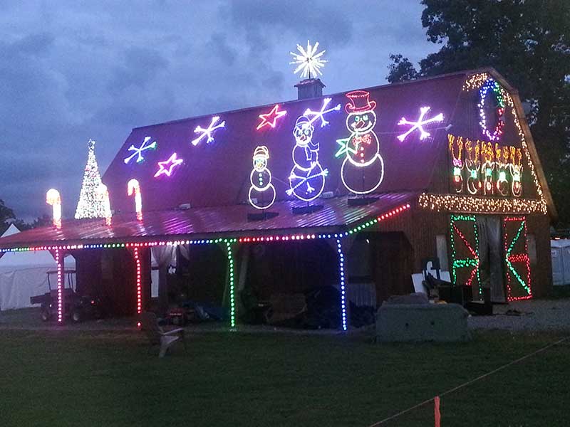 The Bonnaroo Barn with lights'